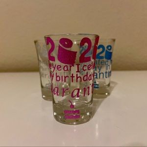 Pink Birthday in quarantine shot glass